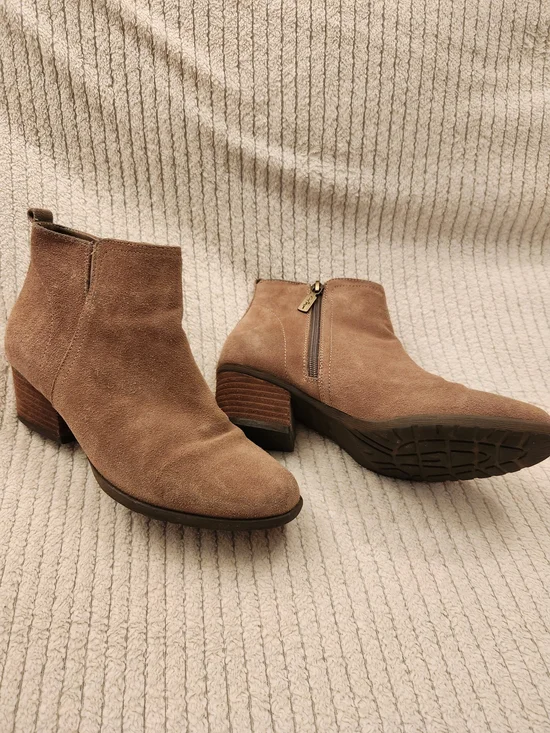 Suede Side-Zip Ankle Boots in Taupe - Picture 3 of 4